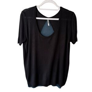 GAP Black and Teal Short Sleeve Women's Knit Tee Size S Minimalist Lightweight